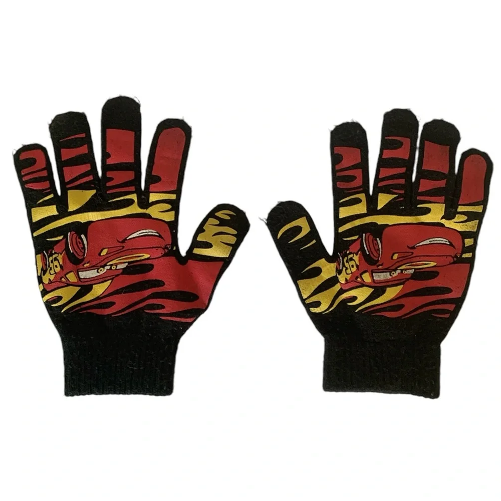 Disney Pixar Cars Knit Youth Gloves Black Red Yellow Boys